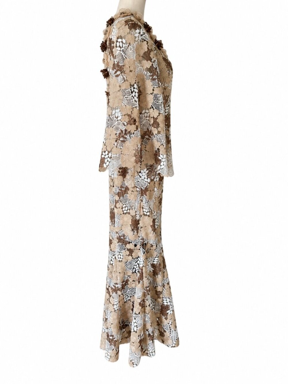 RICH RADI Q'S Rhinestone Openwork Embroidered Florals Lace Dress - Picture 9 of 16